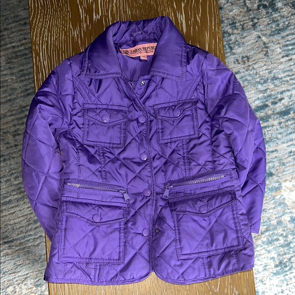 Urban Republic Purple Puffer Jacket Shiny Lightweight Casual